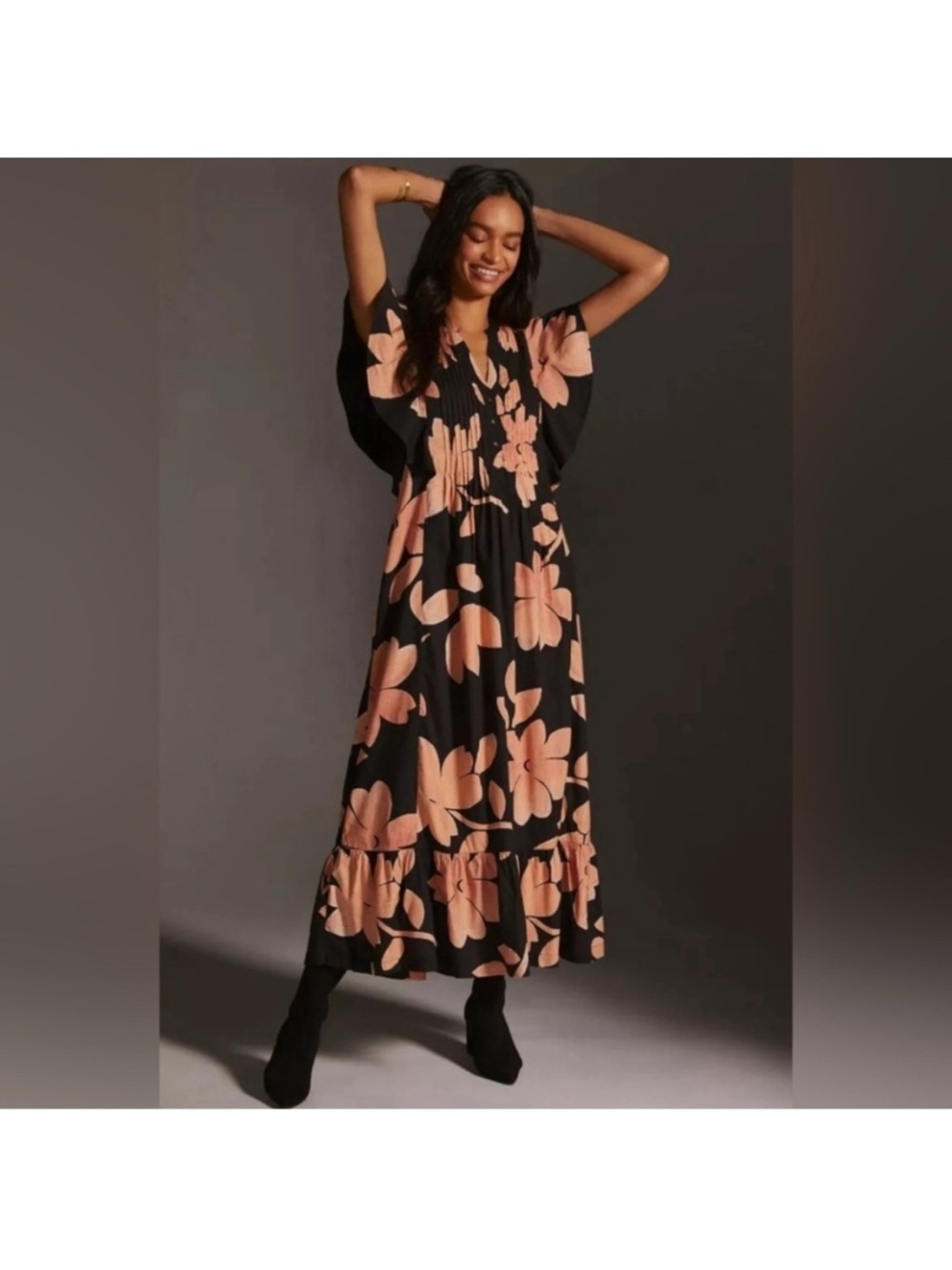 NWOT Maeve by Anthro
Cassandra Maxi Dress Black & Tan Floral $168 fall summer